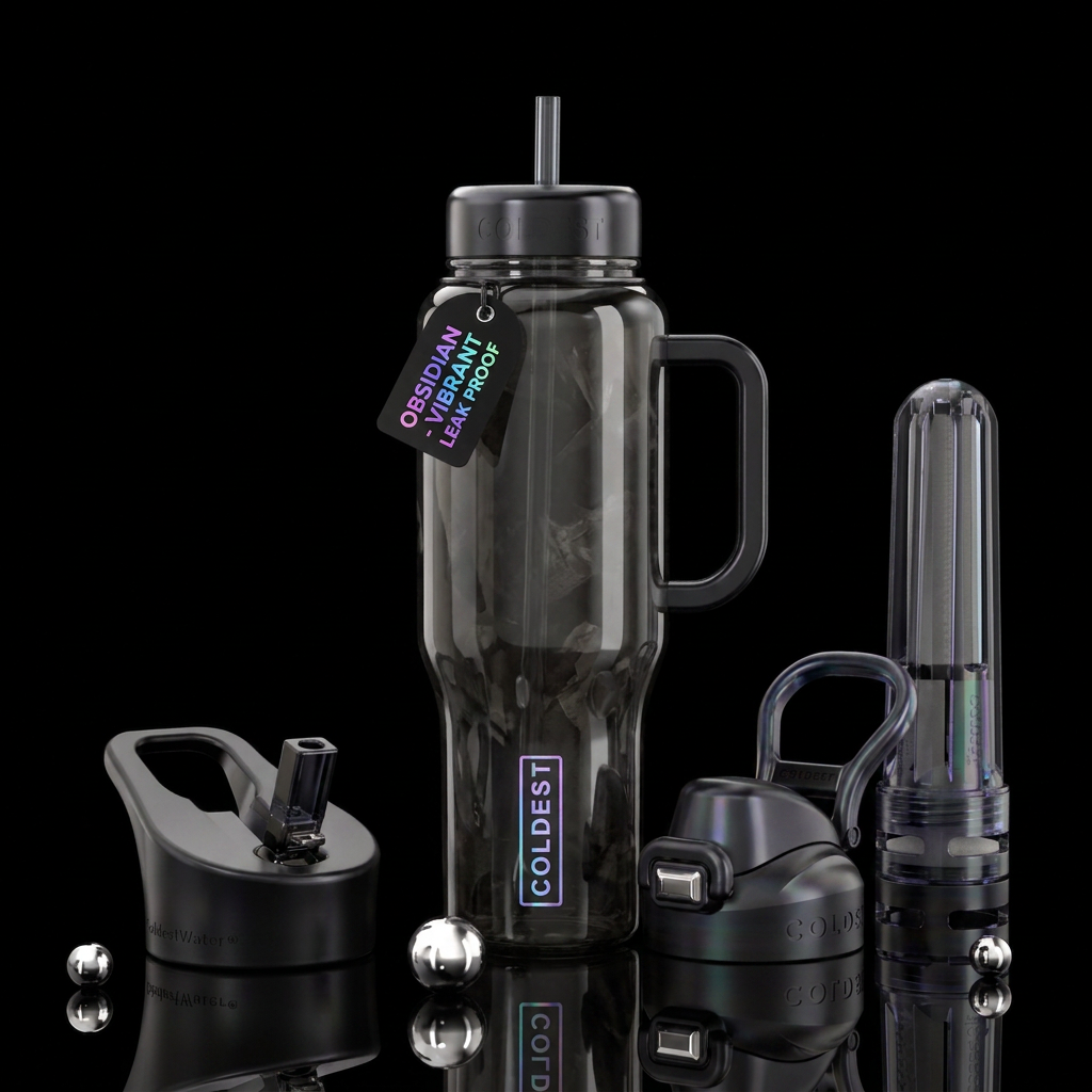 Obsidian color water bottle design
