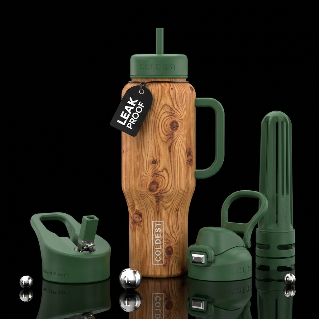 Knotty pine water bottle design