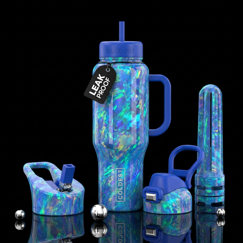 Blue opal stone water bottle design