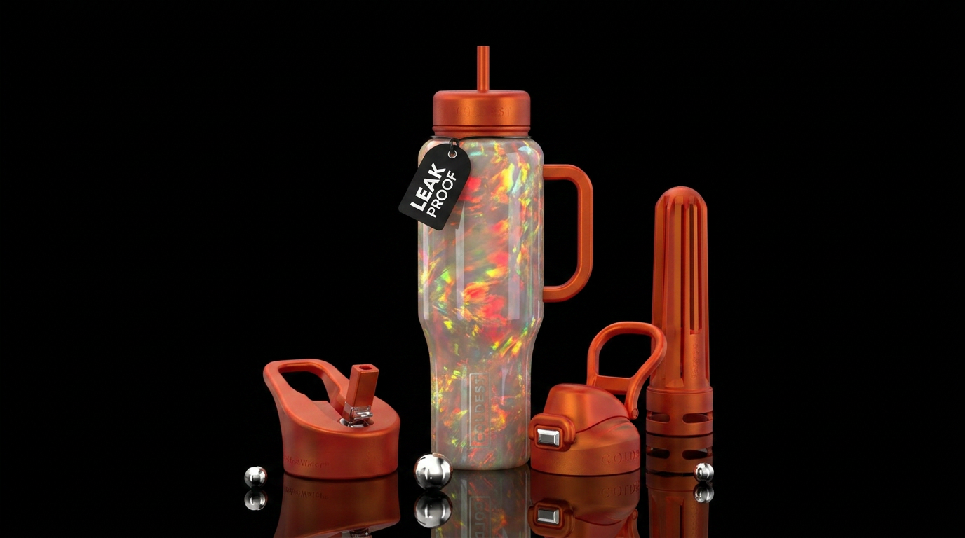 Fire opal stone water bottle design