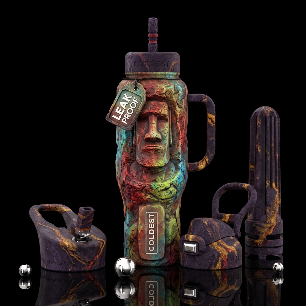 Easter Island statue water bottle design