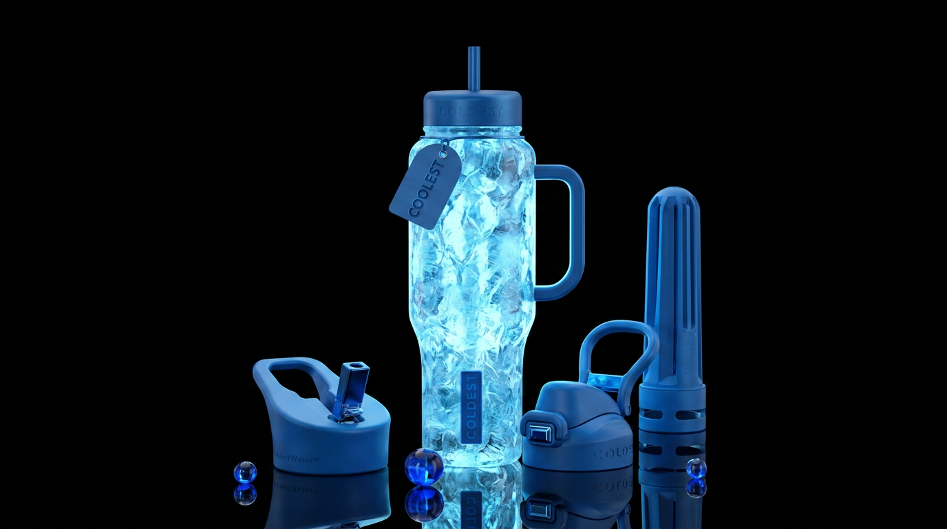 Tumbler is made of glowy blue ice water bottle design