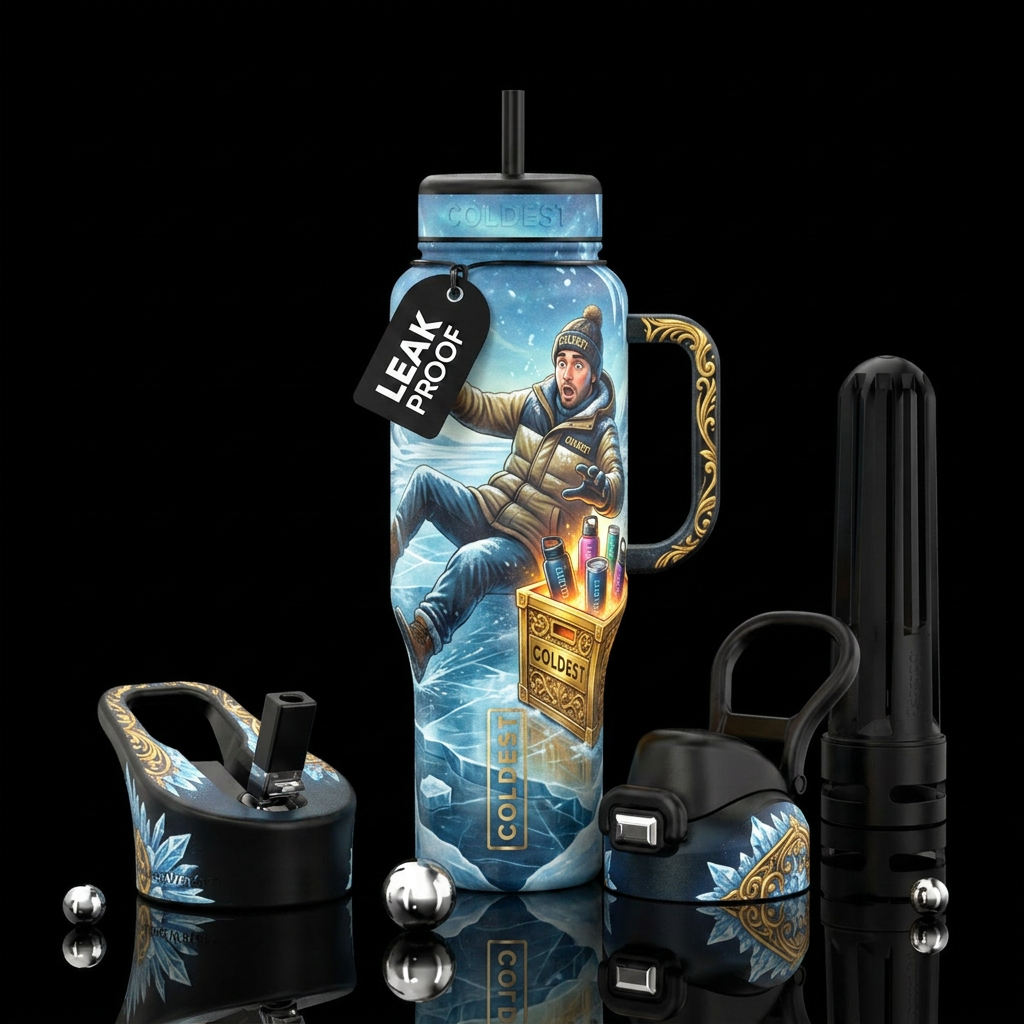 A coldest fan is slipping on ice to get to a new g... water bottle design