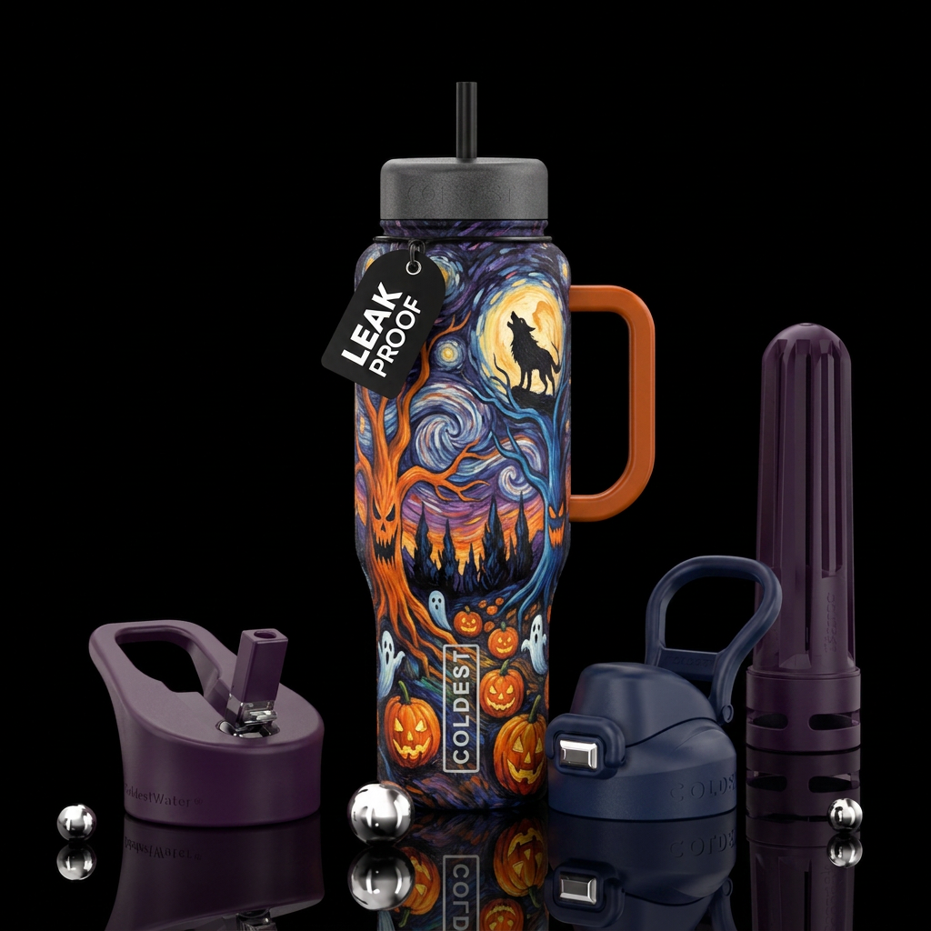 Von gough halloween painting water bottle design