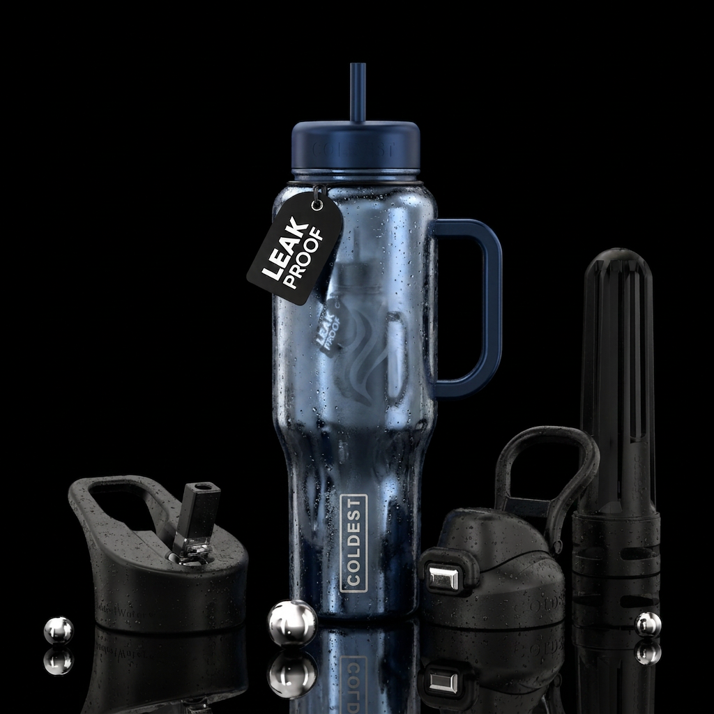 Tumbler inspired by a steamy mirror water bottle design