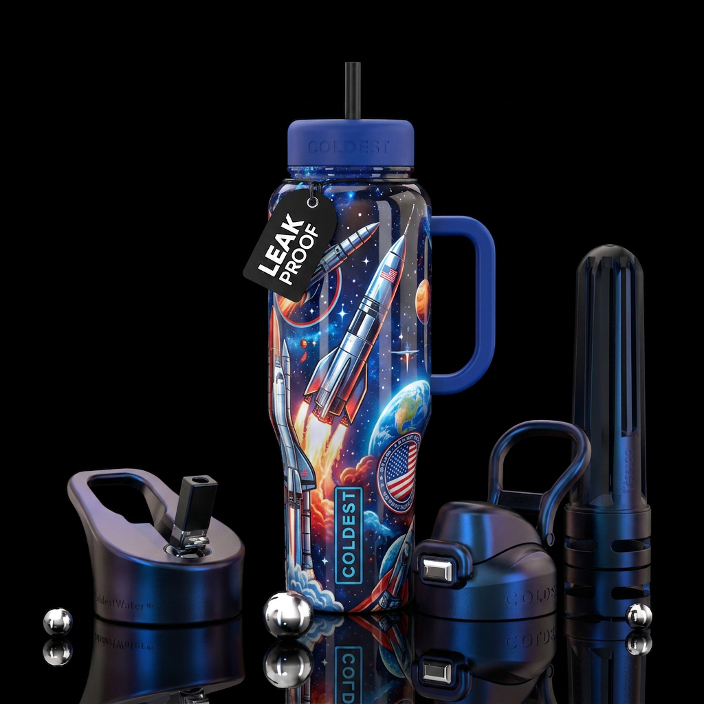 Tumbler inspired by the US space race water bottle design