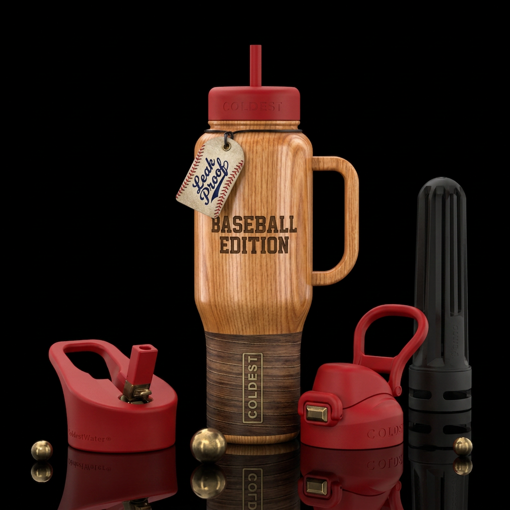 Tumbler inspired by a baseball bat water bottle design