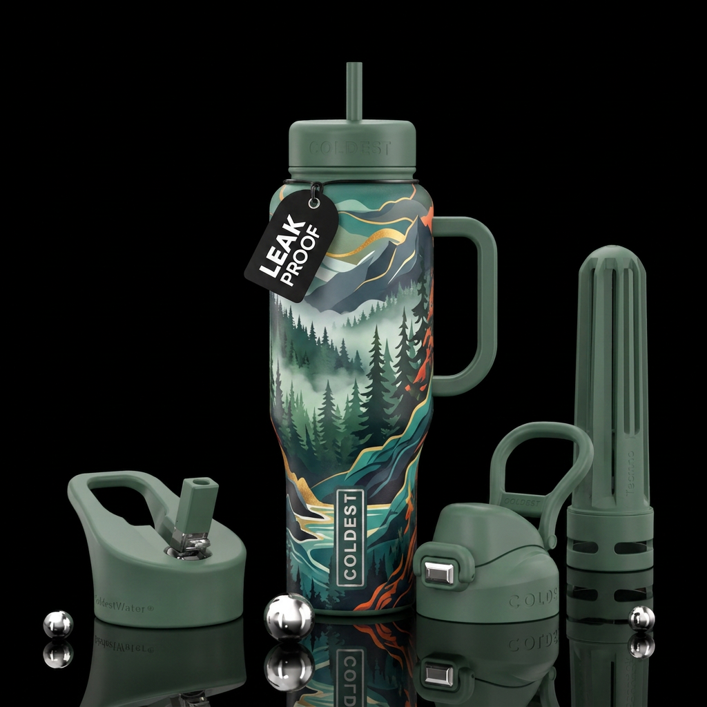 Tumbler inspired by the pacific northwest scenery water bottle design