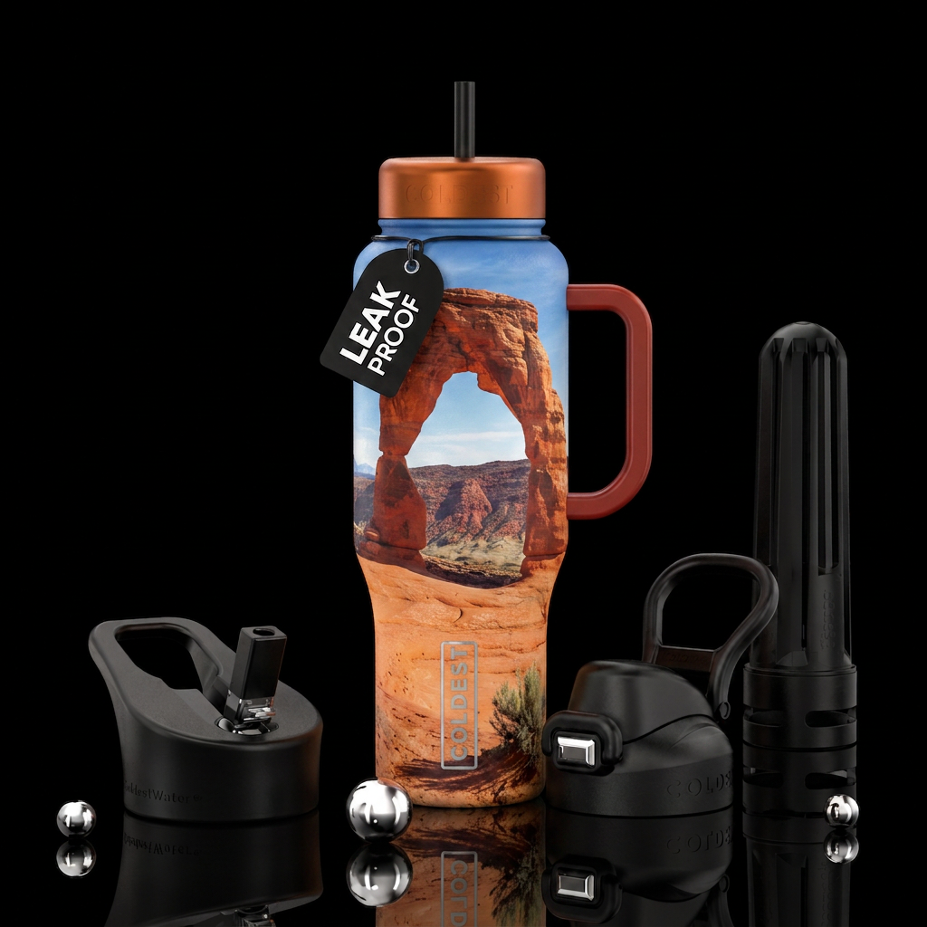 Tumbler inspired by the utah scenery water bottle design