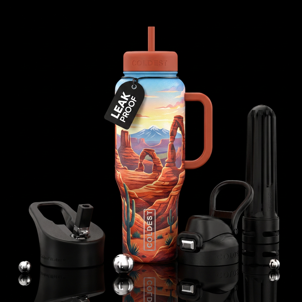 Tumbler inspired by the utah scenery water bottle design