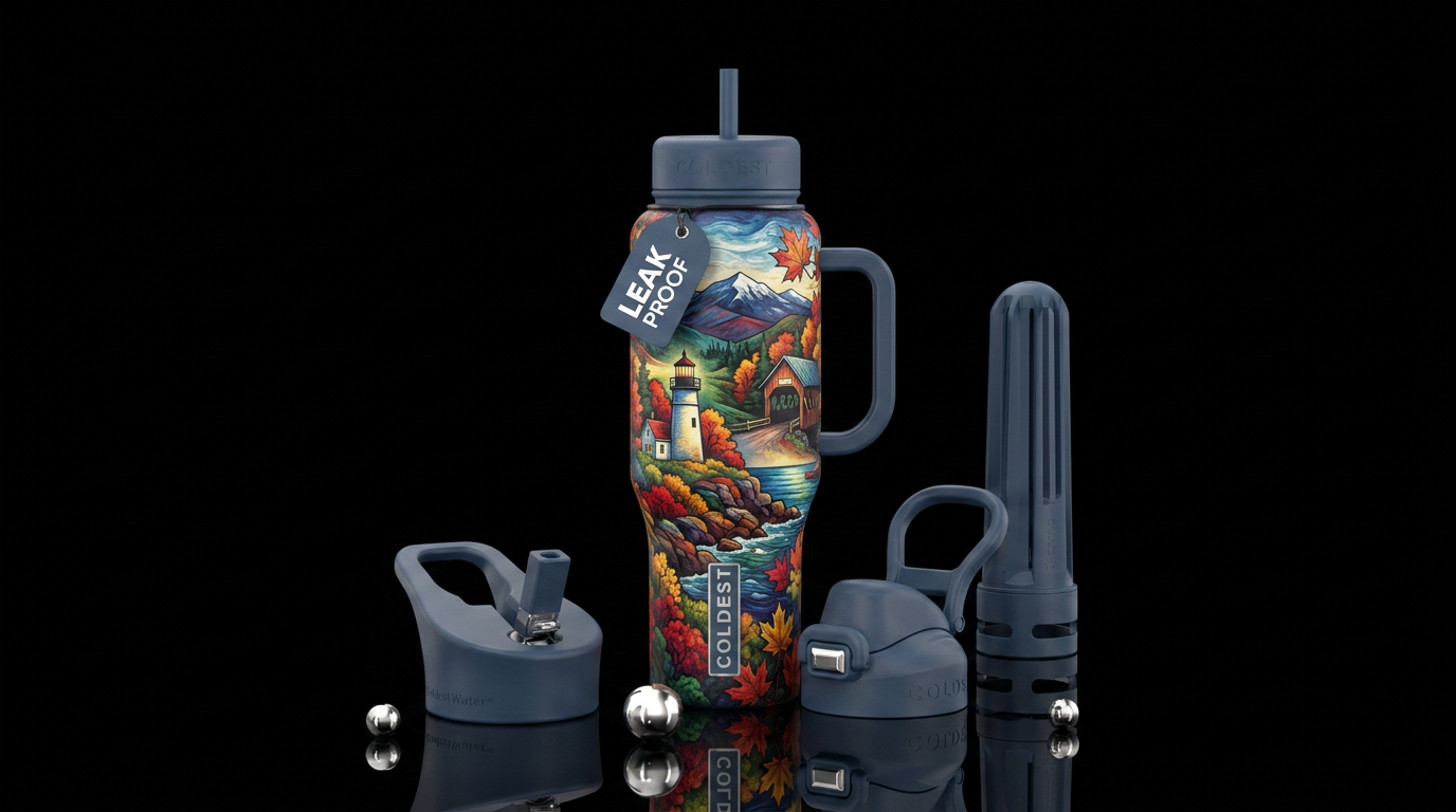 Tumbler inspired by the New Englandscenery water bottle design