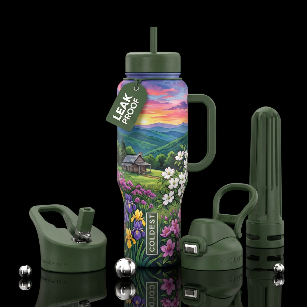 Tumbler inspired by tennesee scenery water bottle design