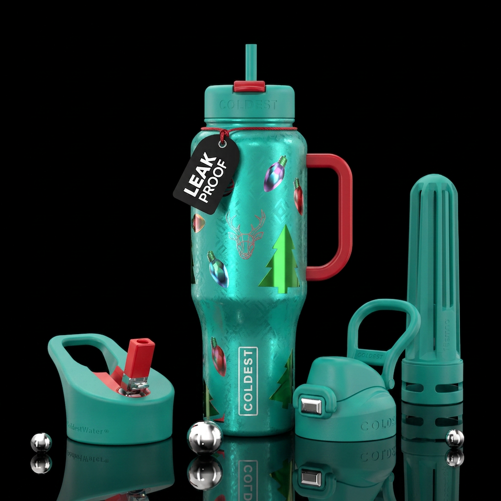 Tumbler inspired by Christmas in the 80s water bottle design
