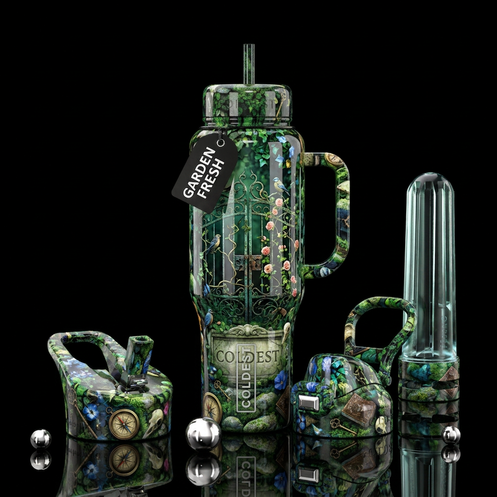 Tumbler inspired by a secret garden water bottle design