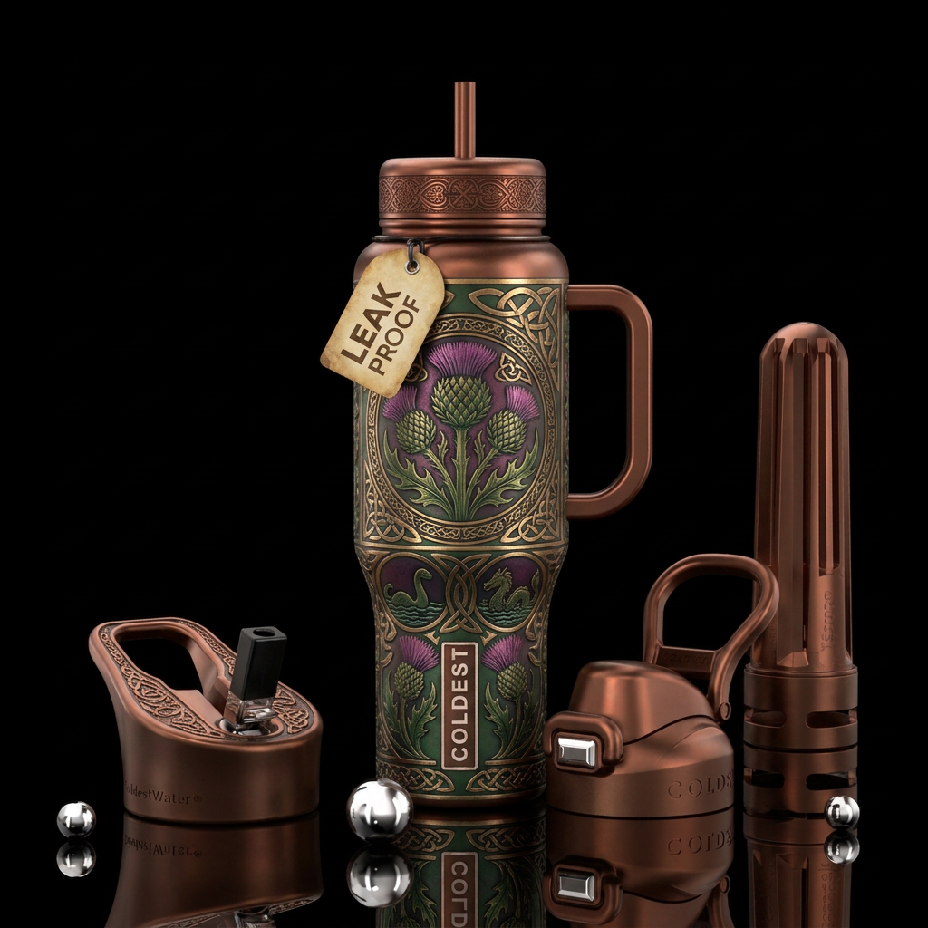 Tumbler inspired by scottish legend water bottle design