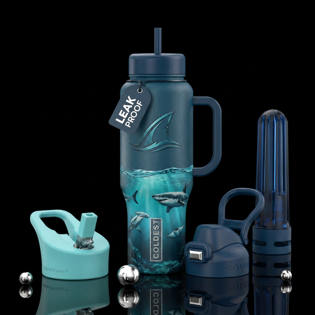 Tumbler inspired by shark week water bottle design