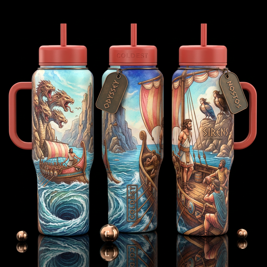 Tumbler inspired from Homer's The Odyssey,  please... water bottle design