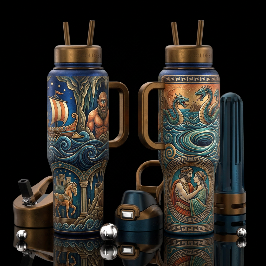 Tumbler inspired from Homer's The Odyssey,  please... water bottle design