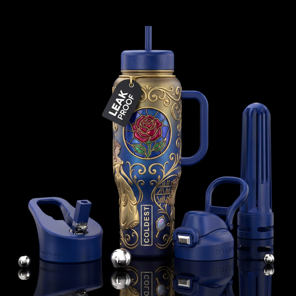 Tumbler inspired by Beauty and the Beast water bottle design