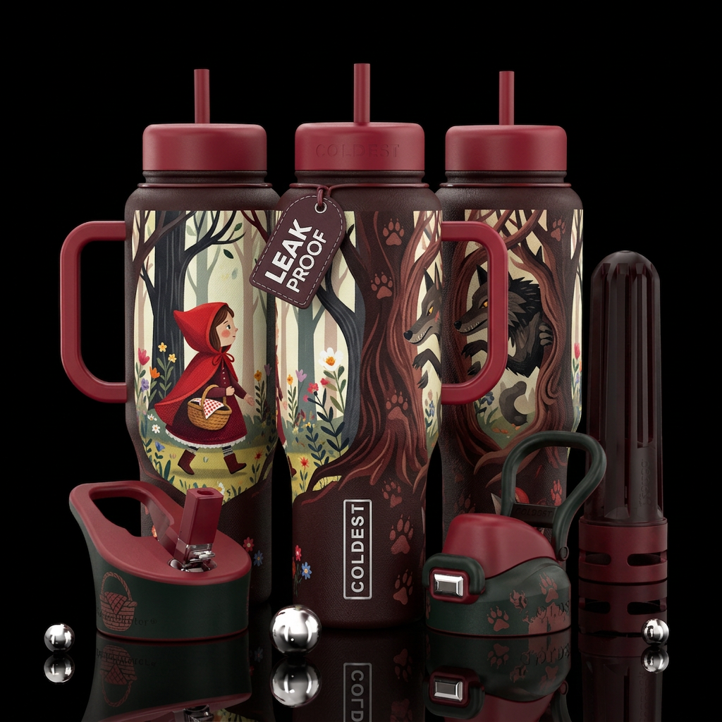 Tumbler inspired by Little red riding hood, show b... water bottle design