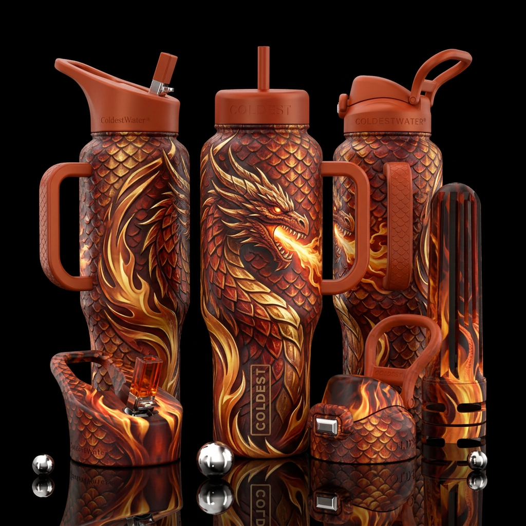 Tumbler inspired by a fire breathing dragon, pleas... water bottle design