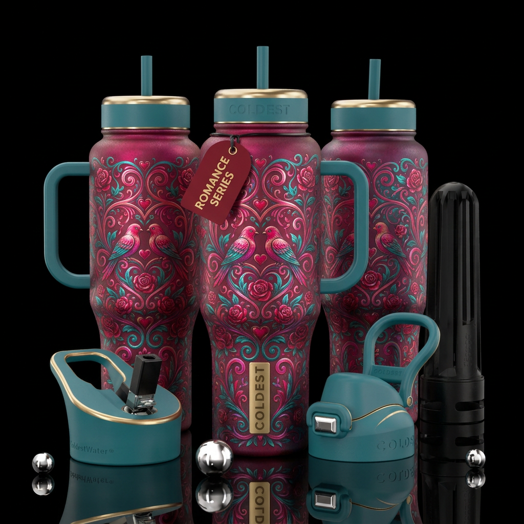 Tumbler inspired by romance, please show both side... water bottle design