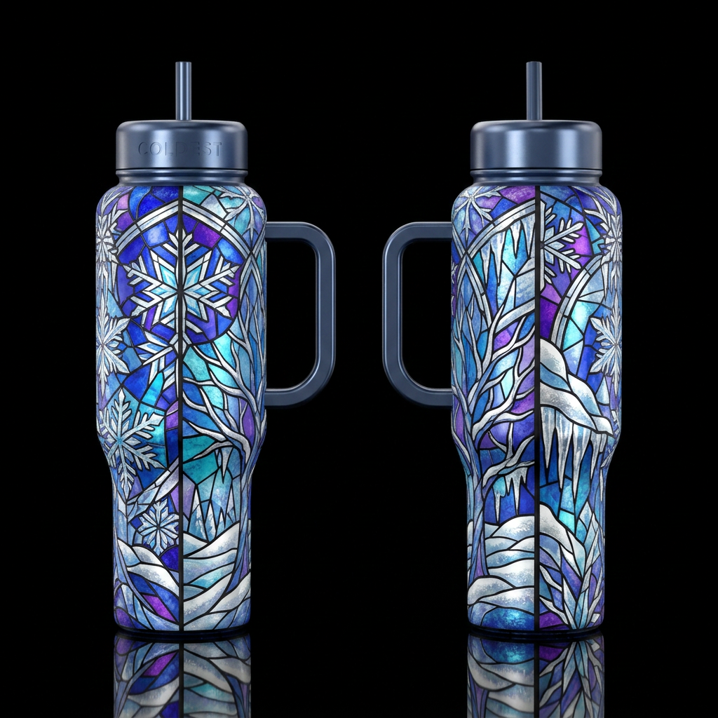Tumbler inspired by, stained glass,winter, please ... water bottle design