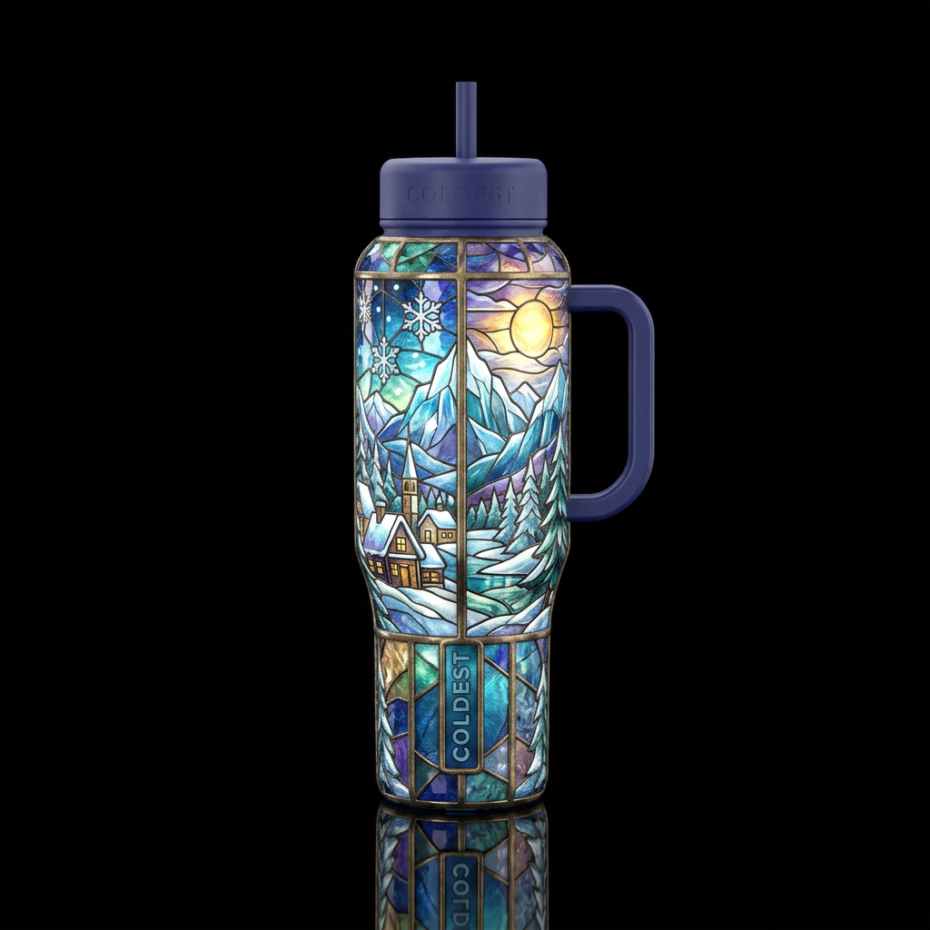 Tumbler inspired by, stained glass,winter, please ... water bottle design