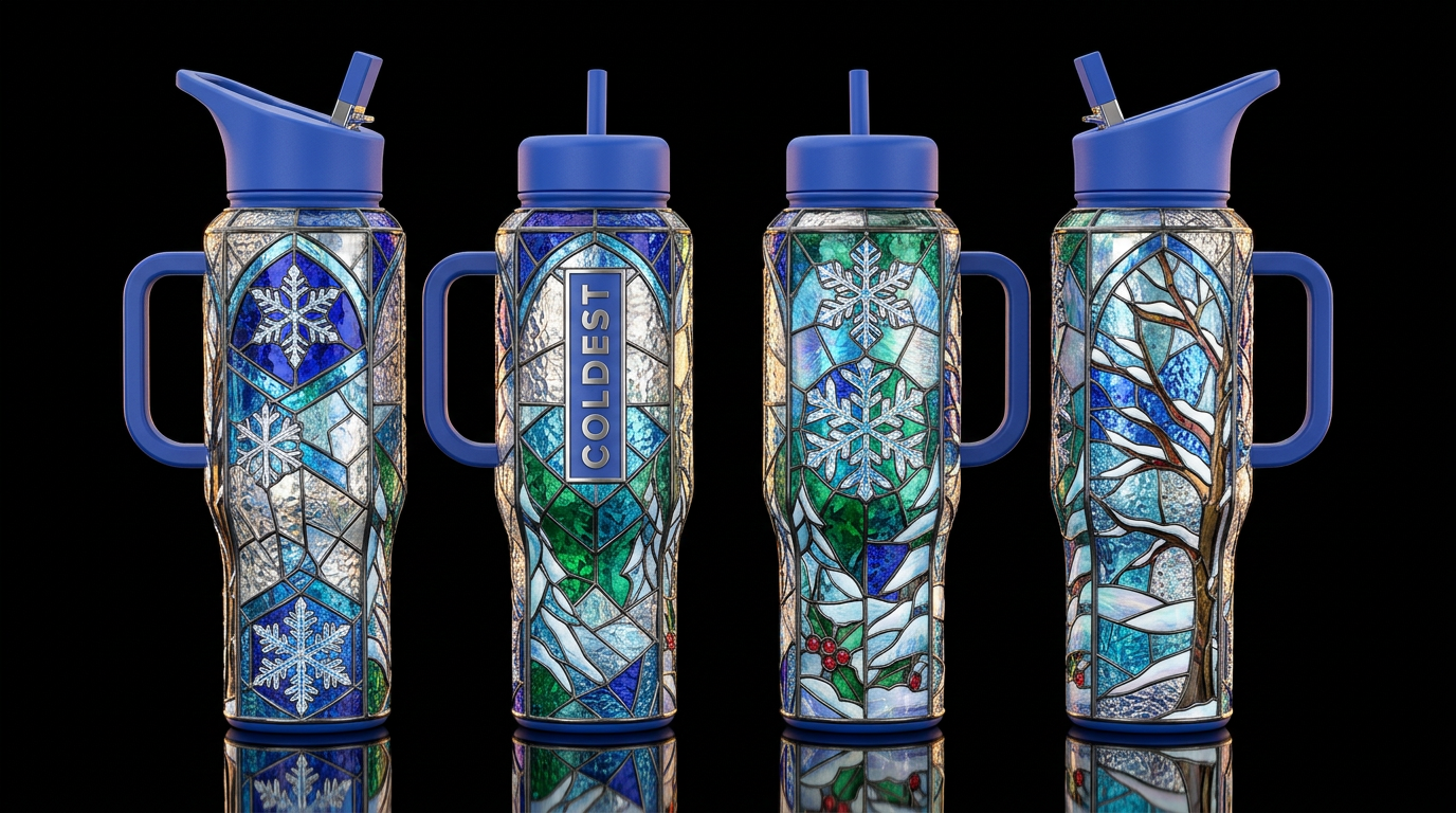 Tumbler inspired by, stained glass,winter, please ... water bottle design