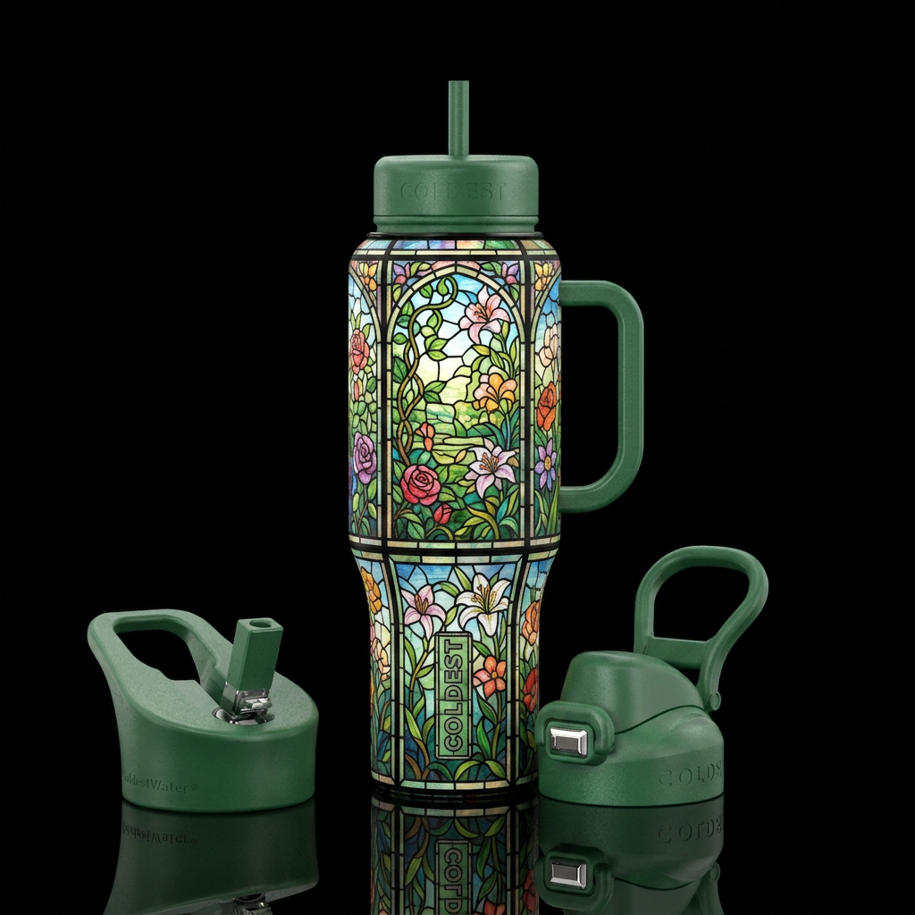 Tumbler inspired by stained glass and a secret gar... water bottle design