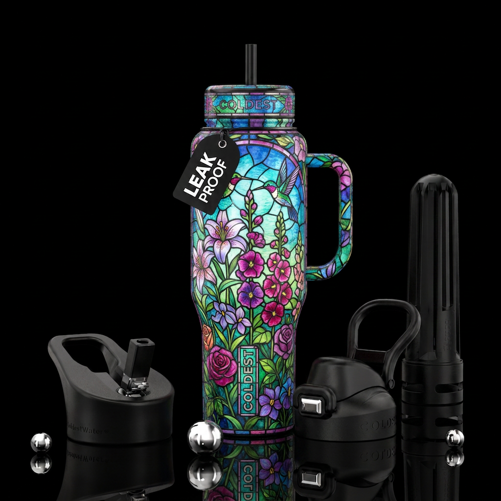 Tumbler inspired by, dreamy,stained glass, garden water bottle design