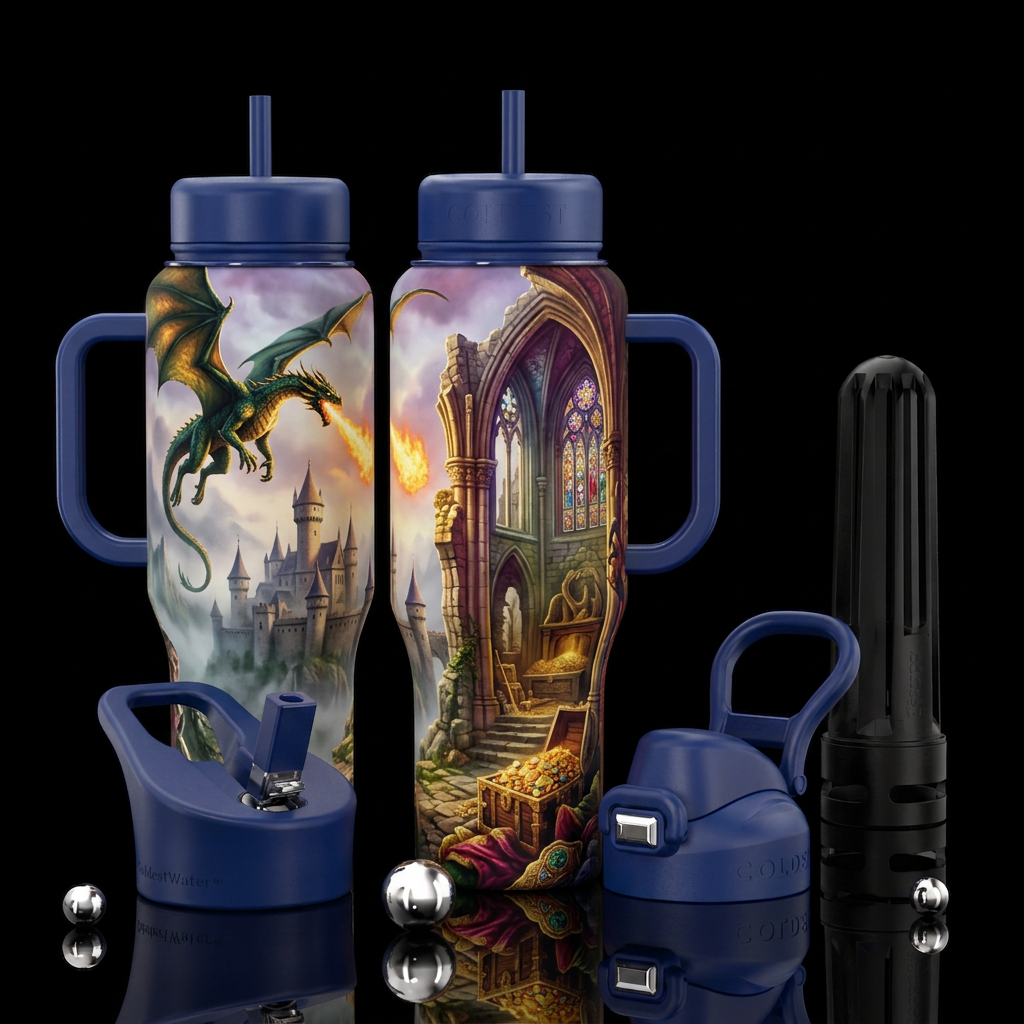 Tumbler inspired by, dreamy, mideaval fantasy with... water bottle design