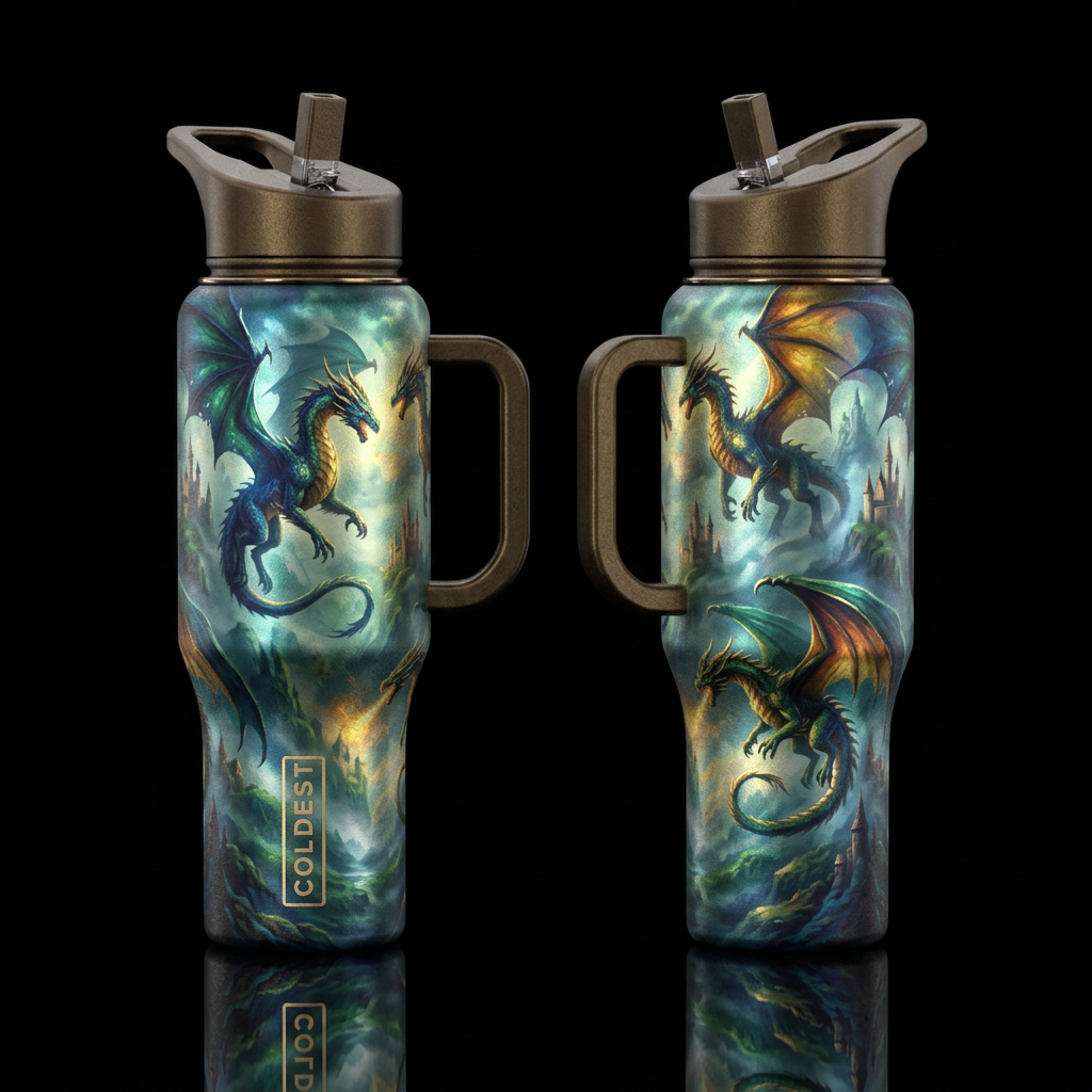 Tumbler inspired by, dreamy, mideaval fantasy with... water bottle design