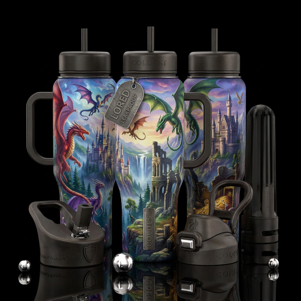 Tumbler inspired by, dreamy, mideaval fantasy with... water bottle design