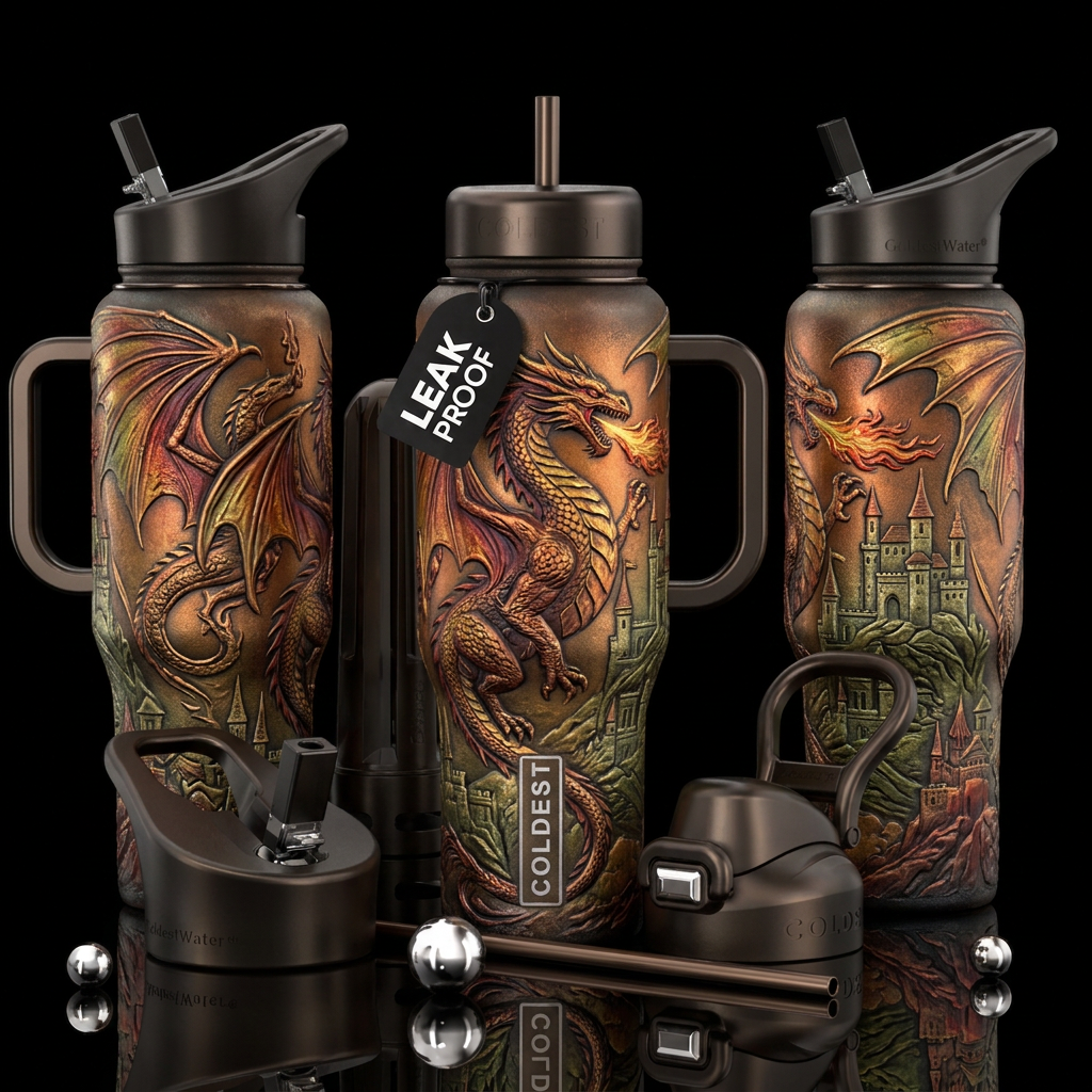 Tumbler inspired by, dreamy, mideaval fantasy with... water bottle design