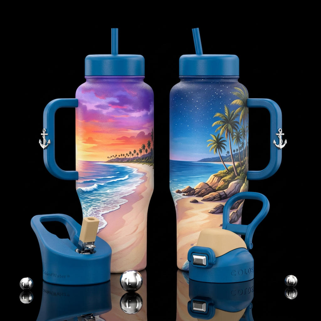 Tumbler inspired by, dreamy, summer vacation with ... water bottle design