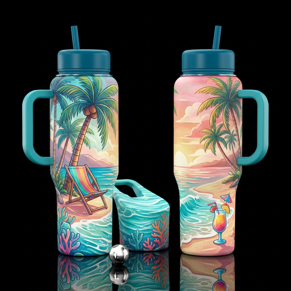 Tumbler inspired by, dreamy, summer vacation with ... water bottle design