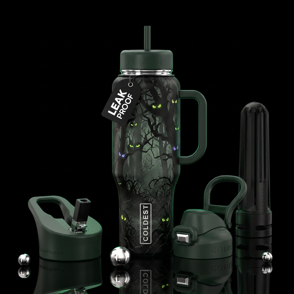 Forbidden forest, creepy, feels like your being wa... water bottle design