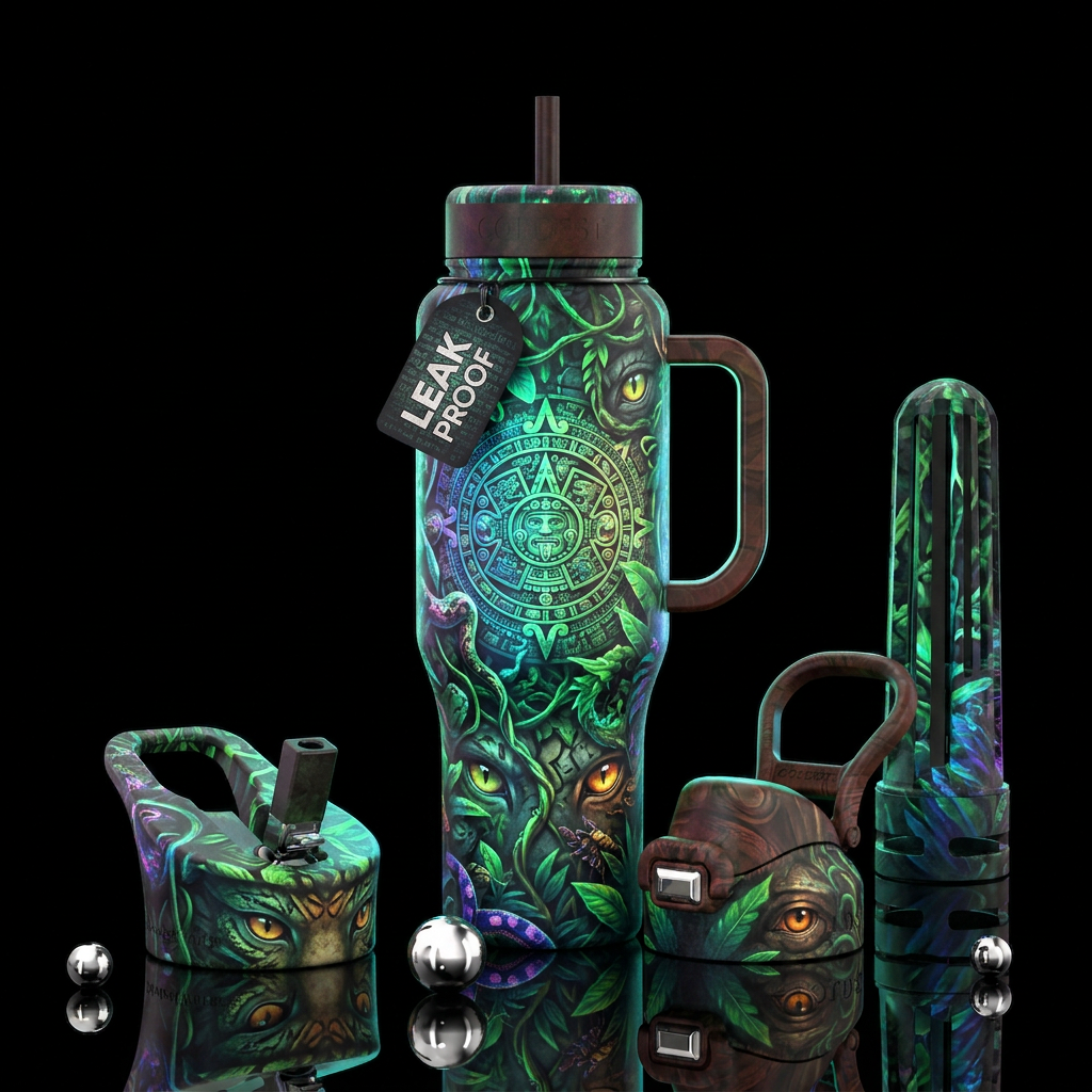 Forbidden jungle, creepy, feels like your being wa... water bottle design