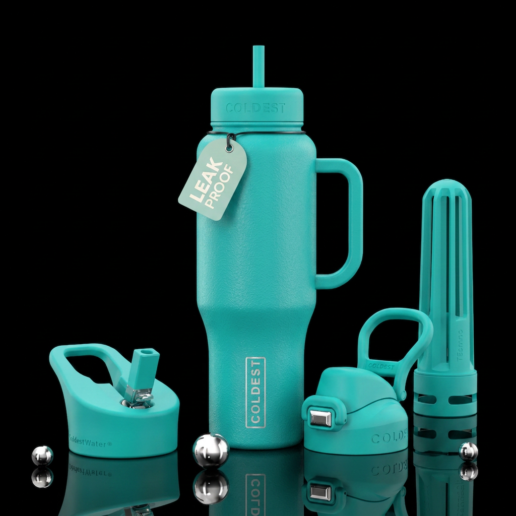 Orange peel texture painted in teal water bottle design
