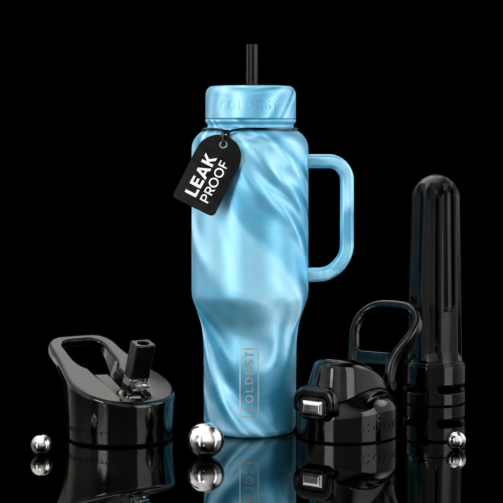 Tumbler inspired by light blue silk water bottle design