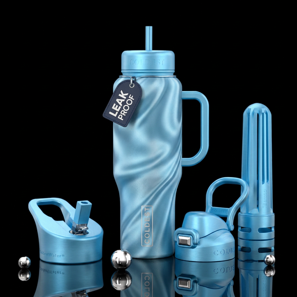 Tumbler inspired by light blue silk water bottle design