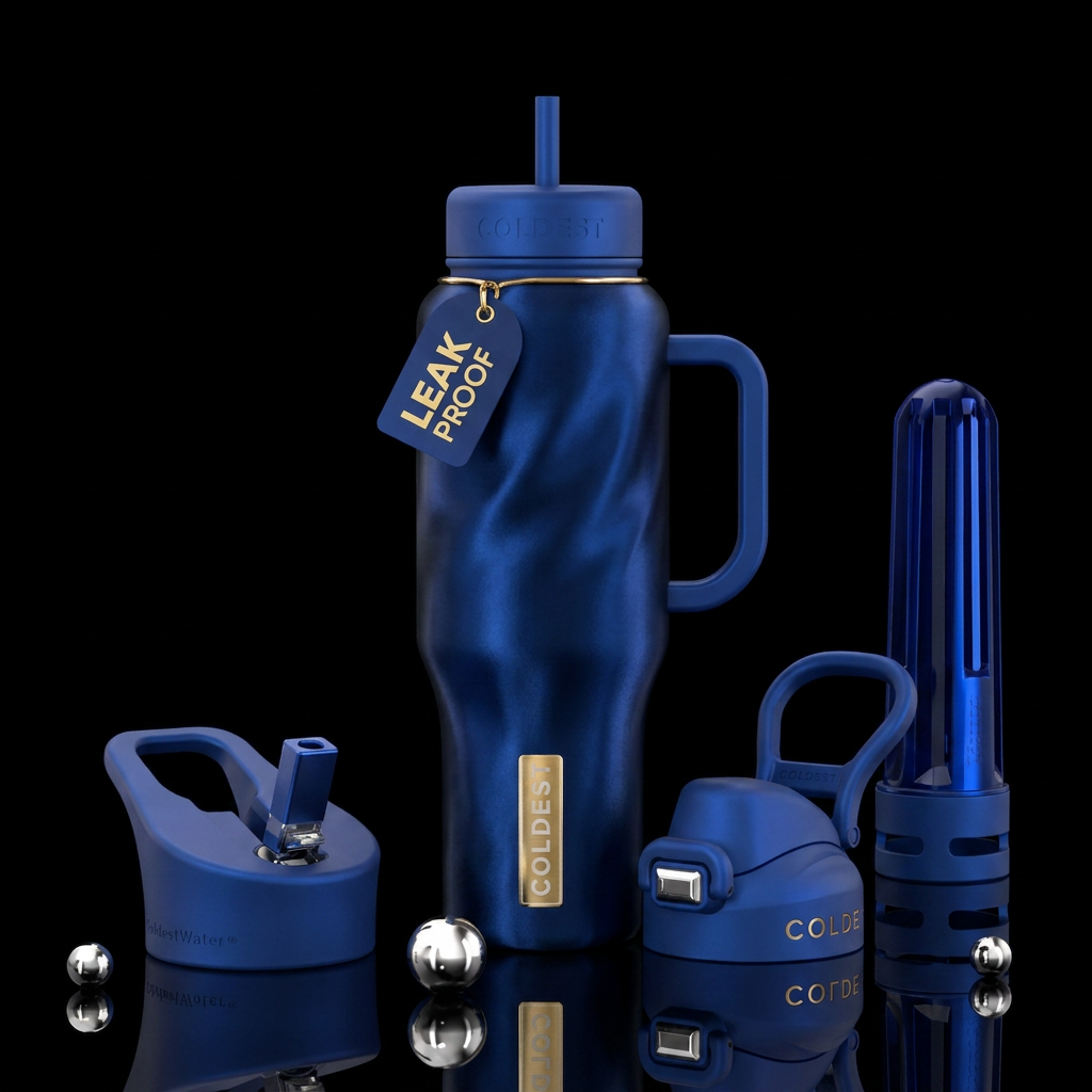 Tumbler inspired by dark blue silk water bottle design