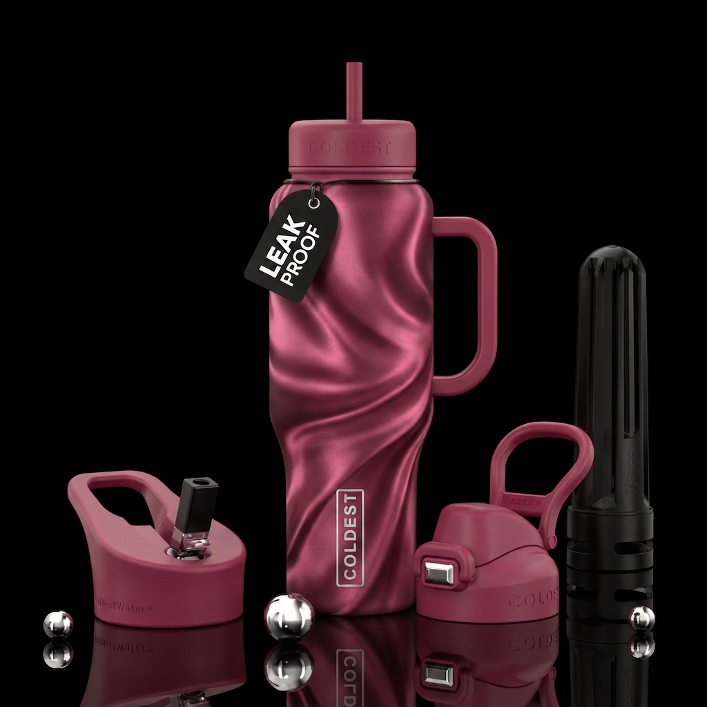 Tumbler inspired by dark pink silk water bottle design