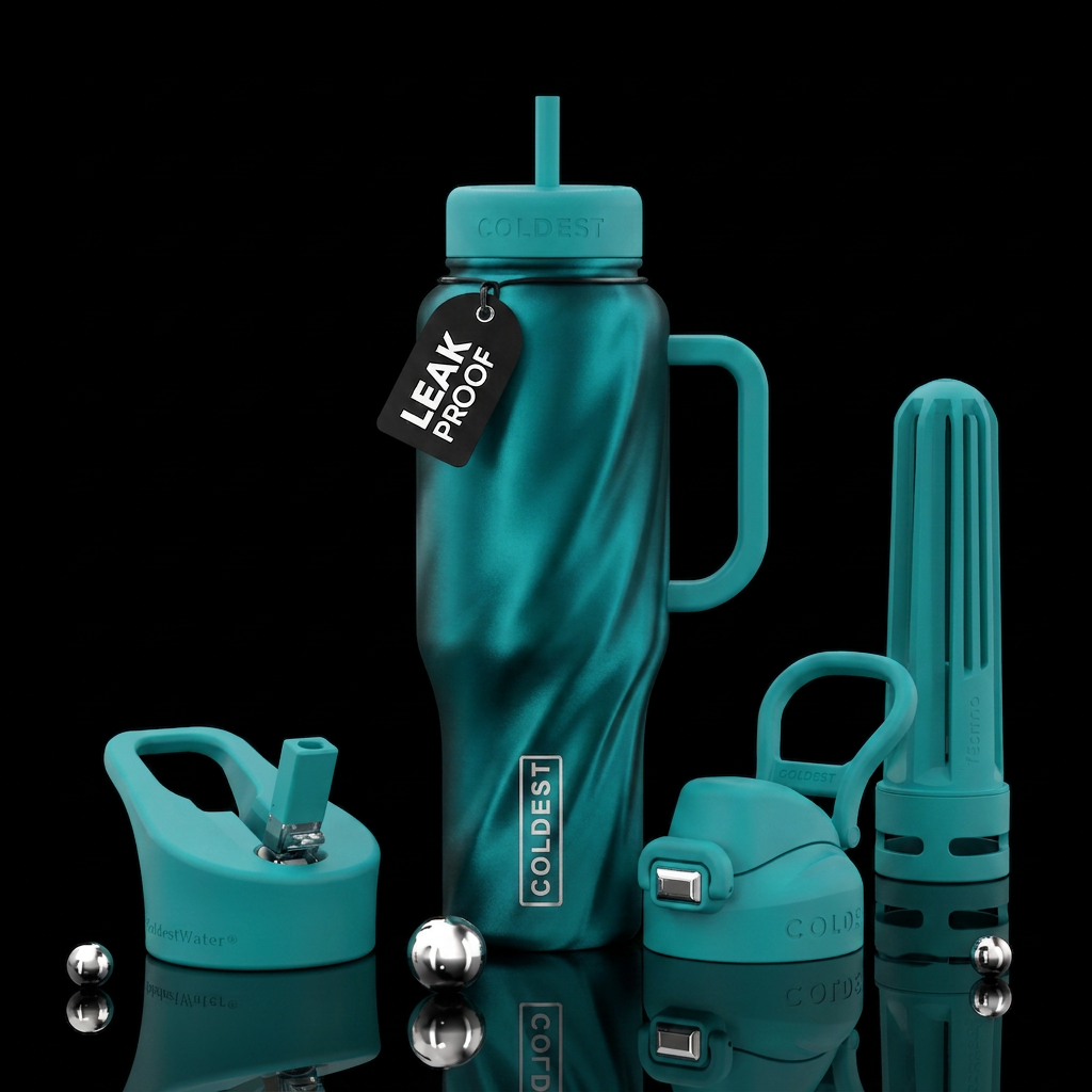 Tumbler inspired by teal silk water bottle design