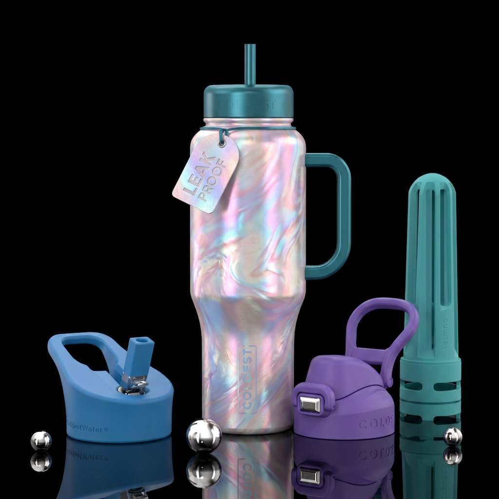 Tumbler inspired by satin mother of pearl water bottle design