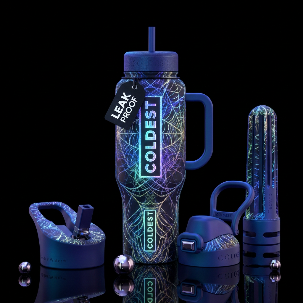 Glowy spider silk water bottle design