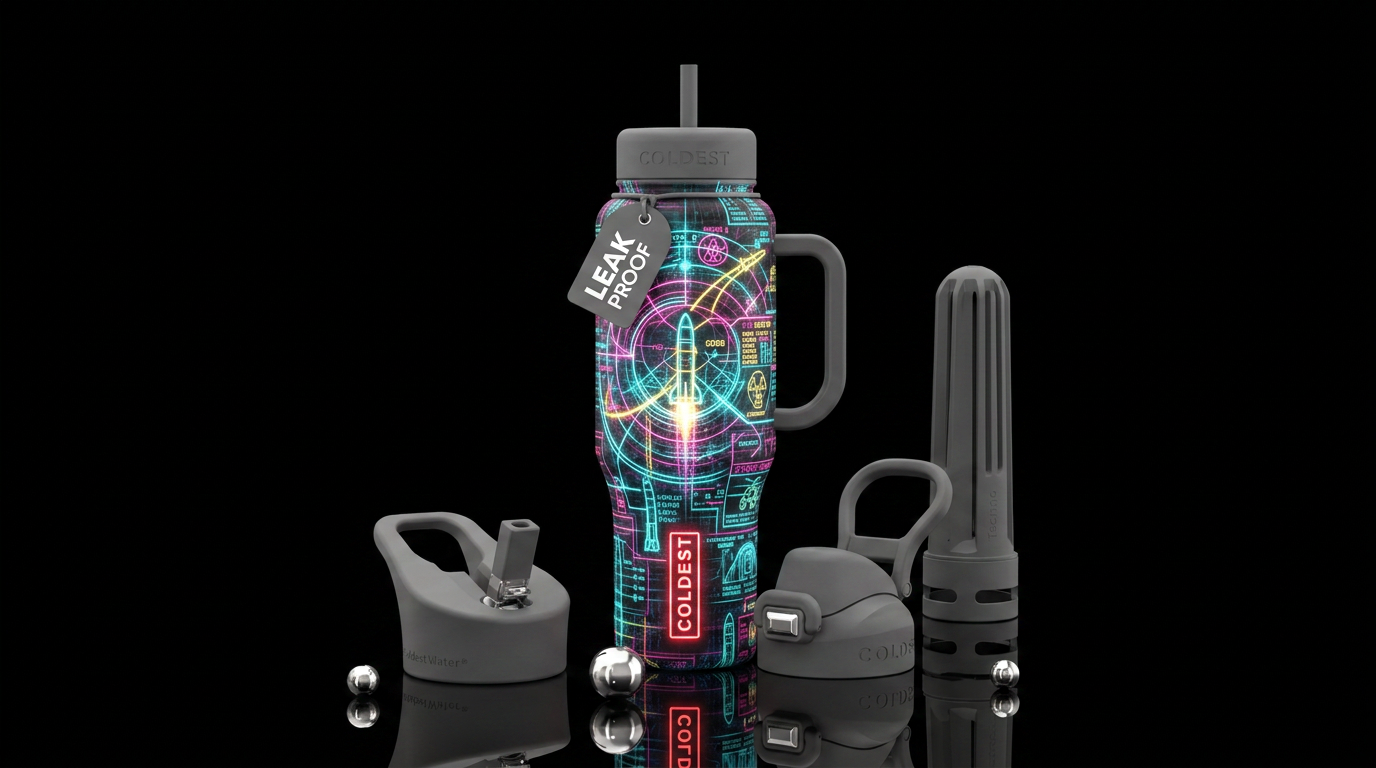 Tumbler mutual assured destruction glowy water bottle design