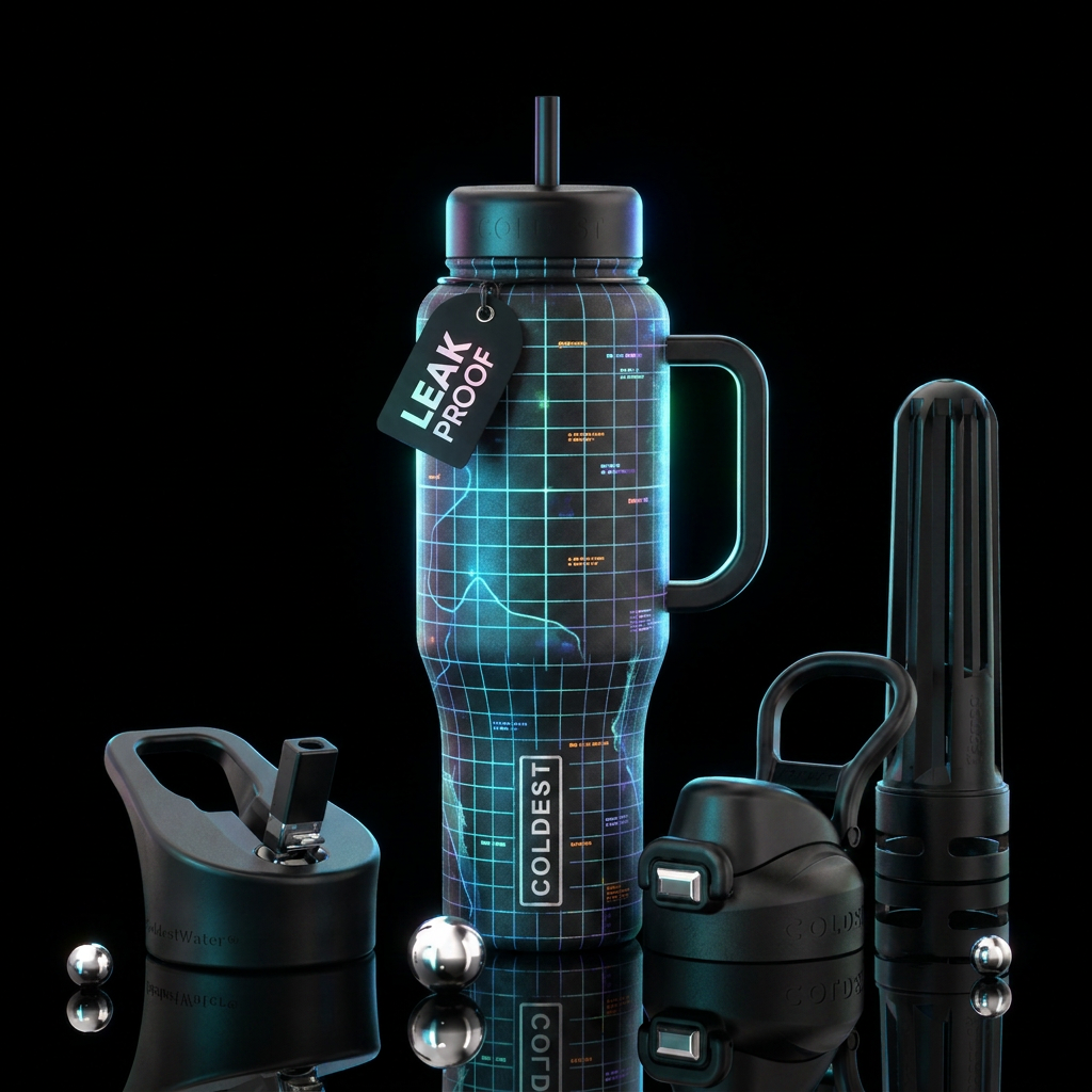 Glowy war games water bottle design