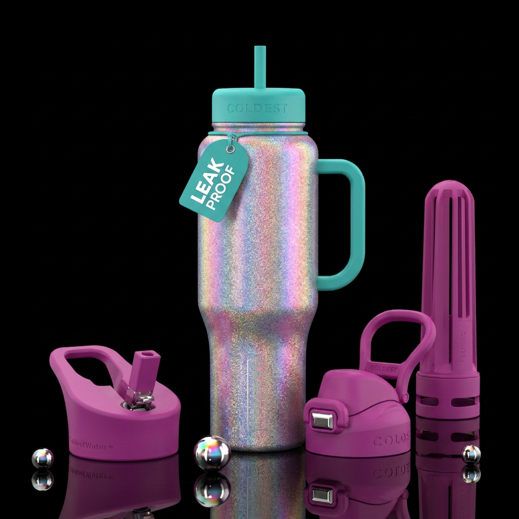 Shimmery mist water bottle design
